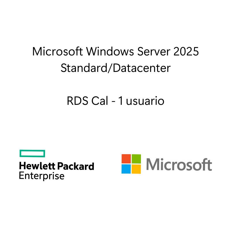 Sistema Operativo Hewlett Packard Enterprise LTU de Microsoft Windows Server 2025 con servicio de escritorio remoto 1 usuario CAL